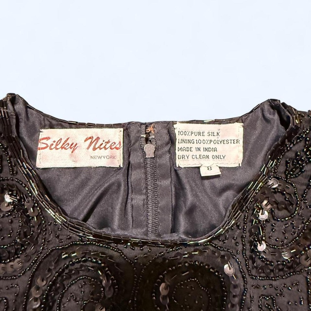 Beautiful Silky Nites black beaded dress with sequin embellishments - Picture 6 of 7